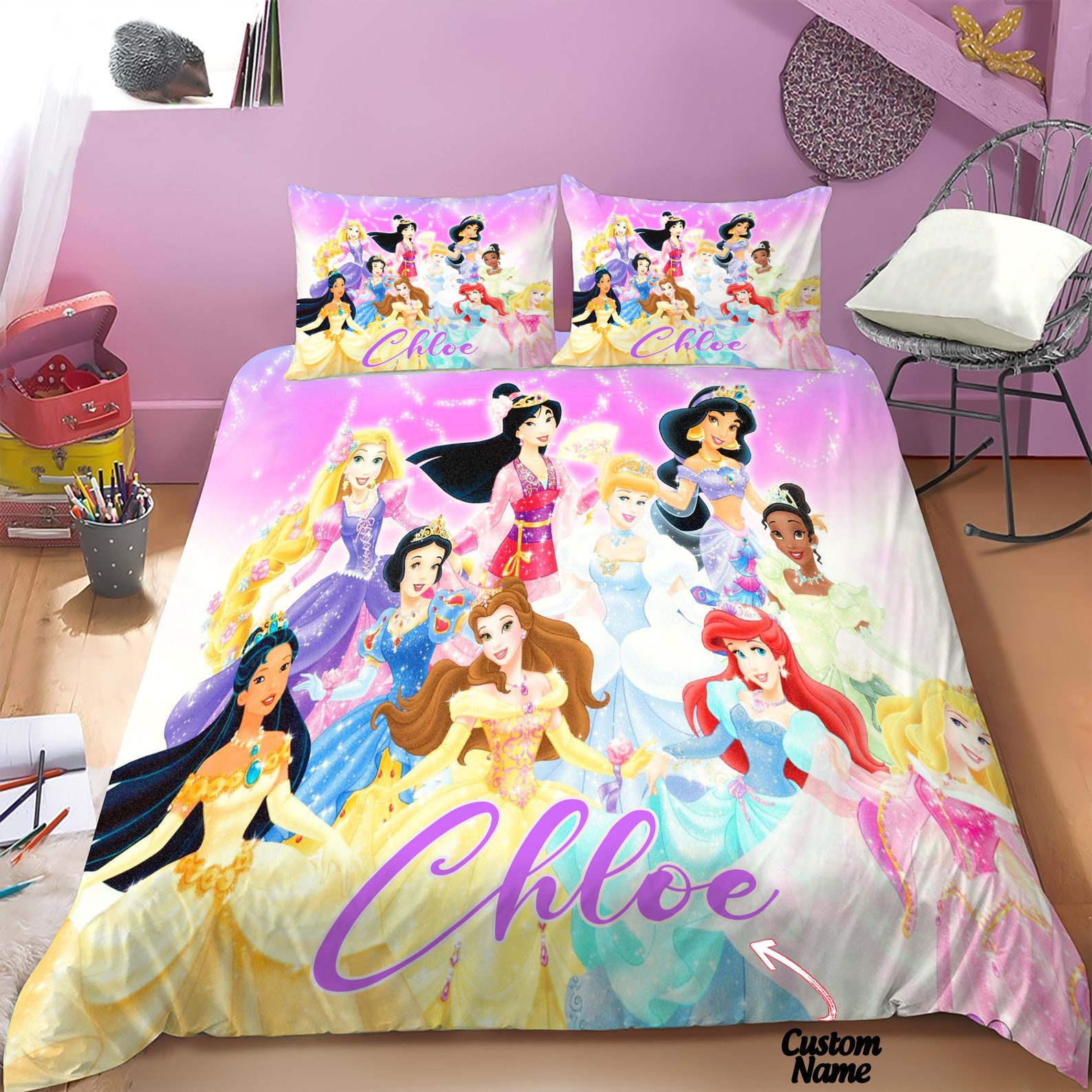 Disney Princess Bedding Snow White Princess Peach Bedding Etsy