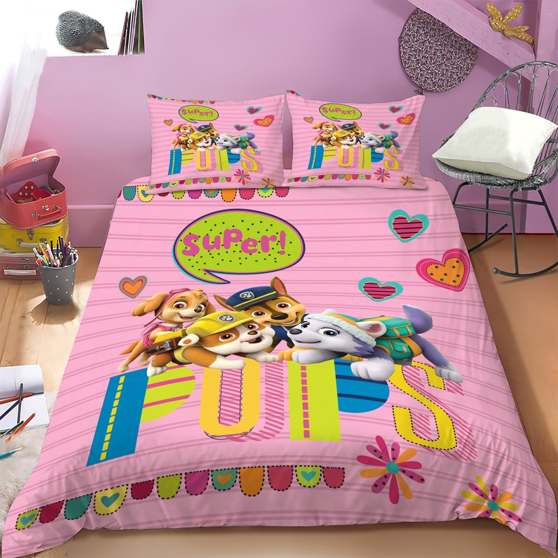 Paw Patrol Girl Pup Power Bedding Set Paw Patrol Etsy