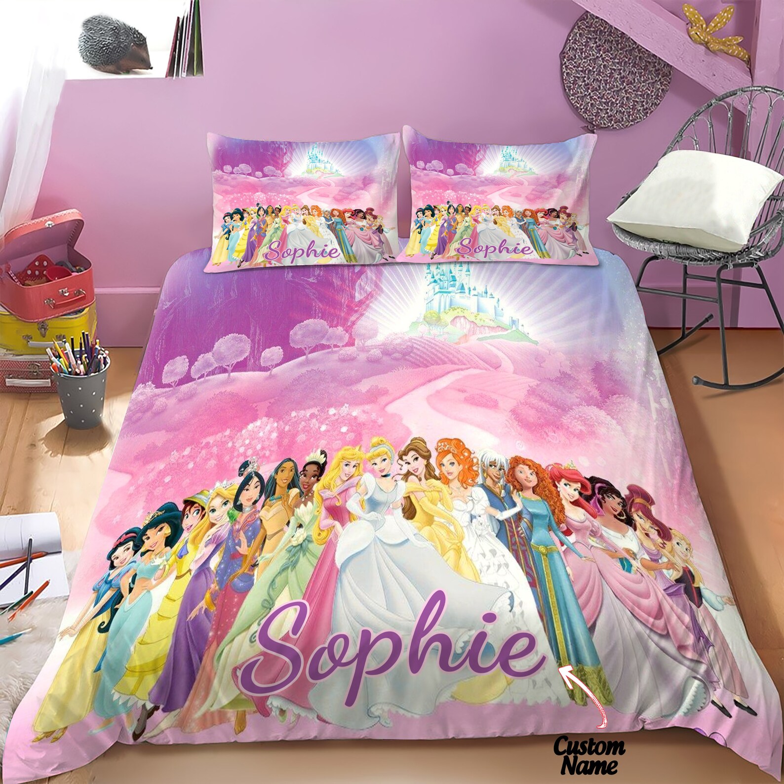 Disney Princess Bedding Snow White Princess Peach Duvet Set | Etsy