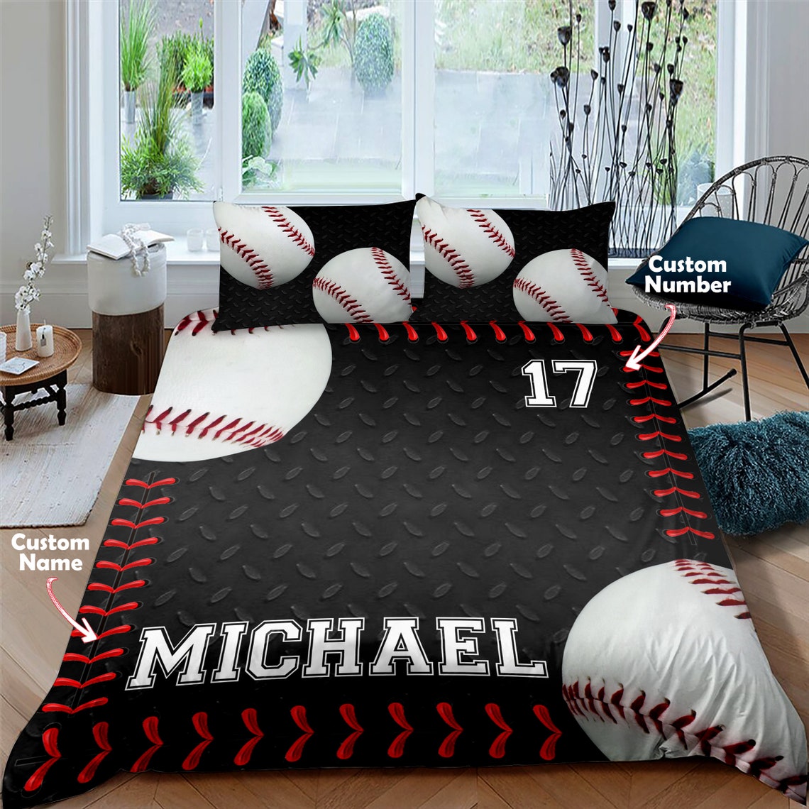 Baseball Bedding Set Personalized Baseball Bedding Sets Etsy