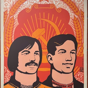 Cartel soviético ucraniano serigrafiado original de 1979: «¡Con el amanecer dorado de septiembre comenzó la primavera florida!»