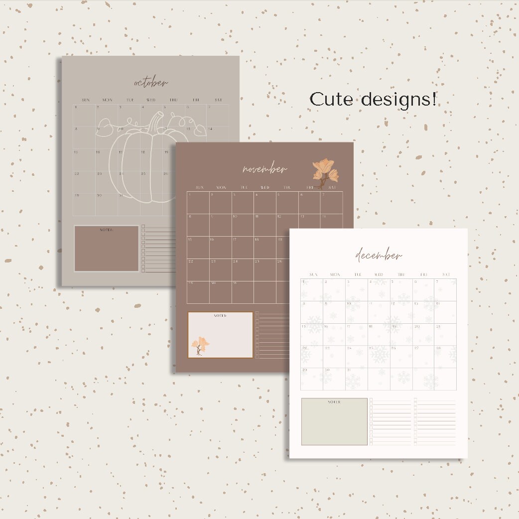 Aesthetic 2024 Calendar A4 and Letter Size Fill in 12 Month Calendar