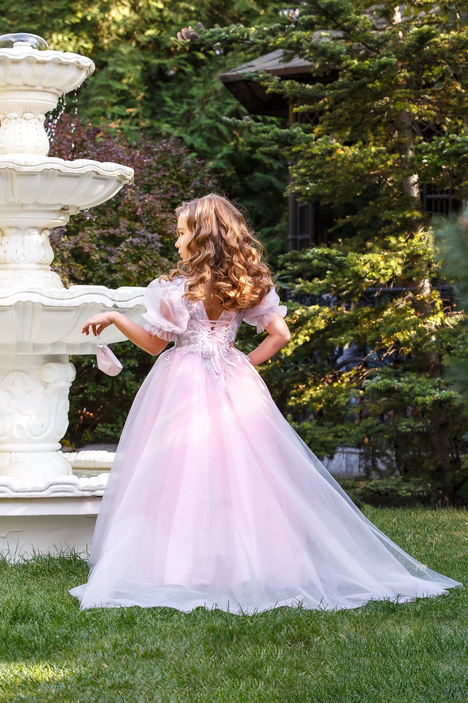 Flower girl dress train Pink Lace flower girl dresses light Etsy