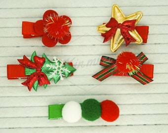 5 Stk. Weihnachts Haarspange Set/ Tannenbaum Haarspange/ Schleifen Haarspange/ Weihnachts Haarspange Set/ Erwachsene Haarspange Set/ Kinder Haarspange Set/