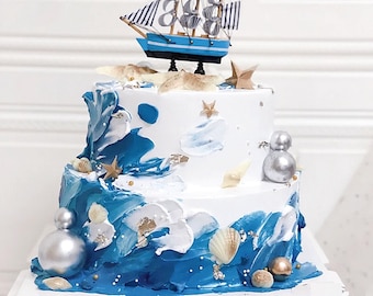 Juguete de decoración de pastel de cumpleaños para decoración de tartas de velero