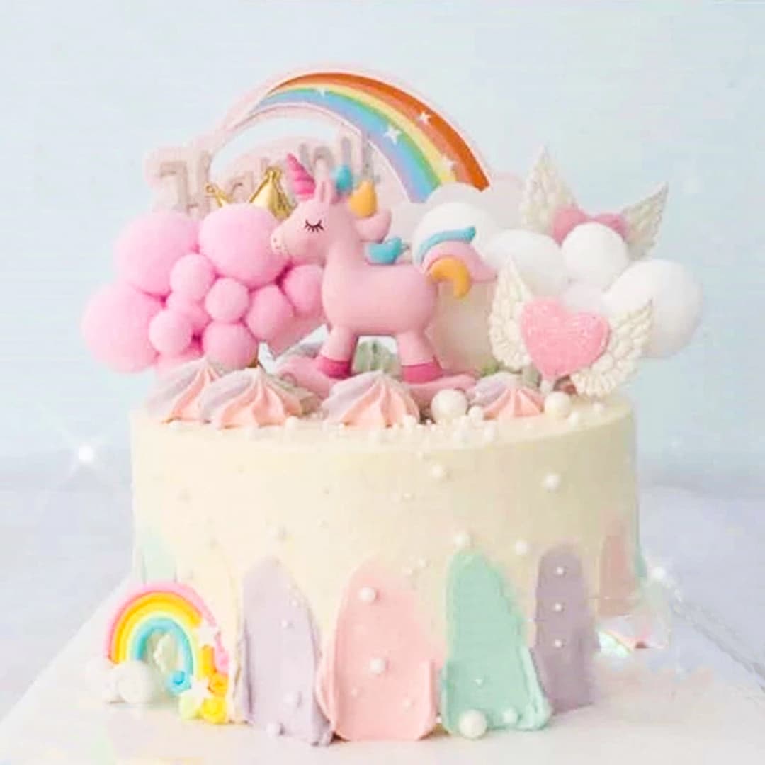 Toyvian Mini Unicorn Cake Topper - Small Resin Figure For Birthday Cake Decor, Kids Party, Gift (Assorted Colors)