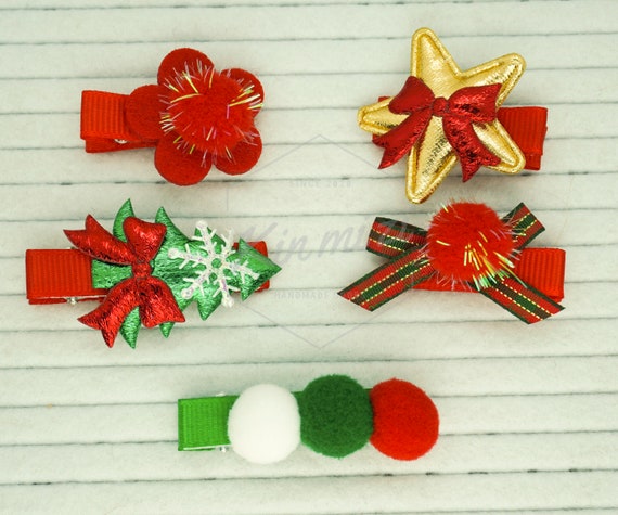 5 Stk. Weihnachts Haarspange Set/ Tannenbaum Haarspange/ Schleifen Haarspange/ Weihnachts Haarspange Set/ Erwachsene Haarspange Set/ Kinder Haarspange Set/