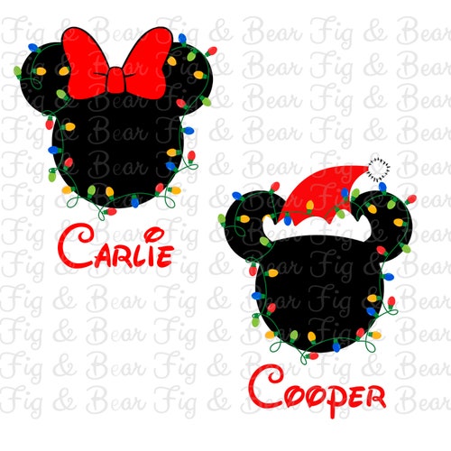 DISNEY**MICKEY**MINNIE MOUSE CHRISTMAS***PERSONALIZED SHIRT IRON ON TRANSFER 