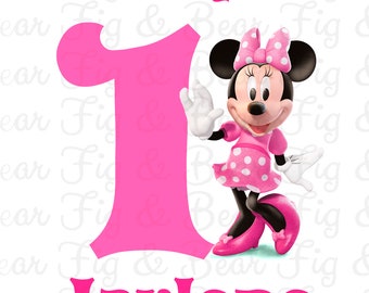 Girls First Birthday Minnie Mouse Party Disney Mickey Mouse Clubhouse Shirt Iron On Transfer Personalized Free