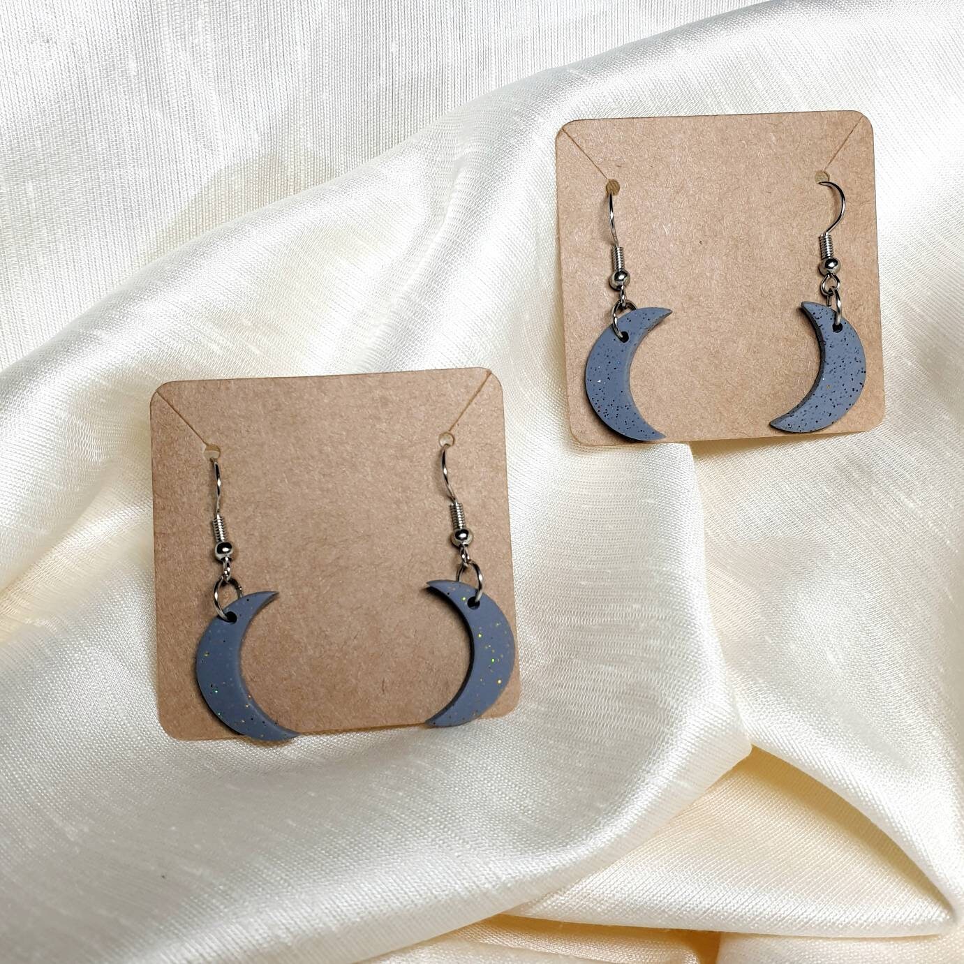 Glitter polymer clay moon earrings Etsy
