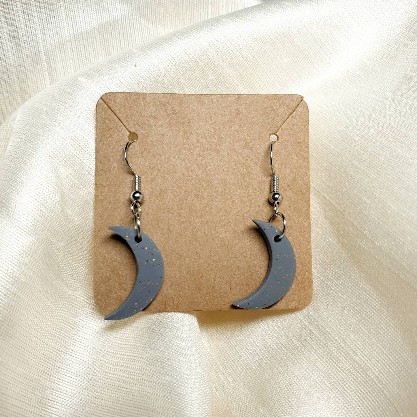 Glitter polymer clay moon earrings Etsy
