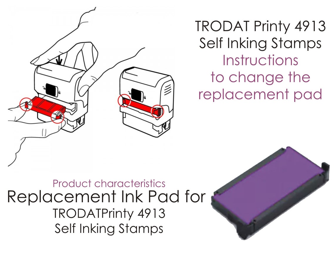 Replacement Ink Pad for TRODAT Printy 4913 Self Inking Purple Etsy