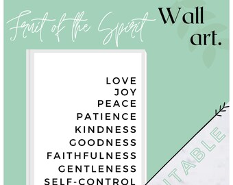 Digitaler Download- Druckbares Wanddekor -Frucht des Geistes Liebe Freude Frieden Galatians 5 Schrift Christian - Wanddekoration