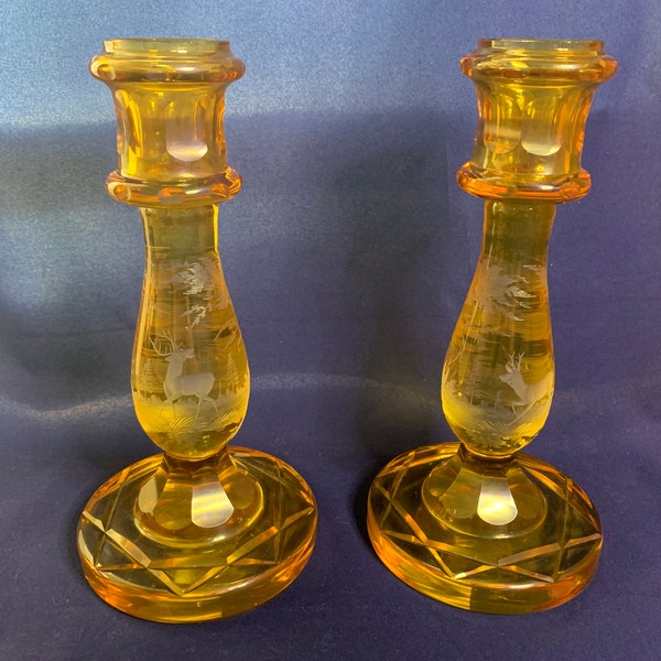 Amber Candlesticks Etsy