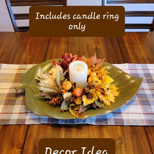 Mini Fall Ombre Candle Ring Wreath.candle Not Included. Fall Candle ...