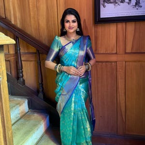 Sea Green Banarasi Tissue Silk Saree | Antique Gold Zari Border | Bridal Wedding Saree | Soft Silk Party Wear | NISA FABRICS | Celebrity Ins