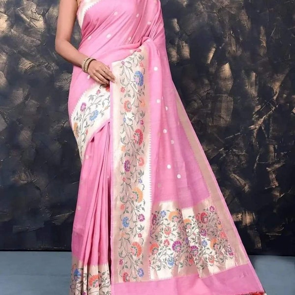 Banarasi Pure Tussur Silk Dyed Soft Silk with SilkMark Certified Fancy Wedding Wear Saree | Festive Wear Sari | Party | Handloom Saree |