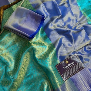 Sea Green Banarasi Tissue Silk Saree | Antique Gold Zari Border | Bridal Wedding Saree | Soft Silk Party Wear | NISA FABRICS | Celebrity Ins image 18