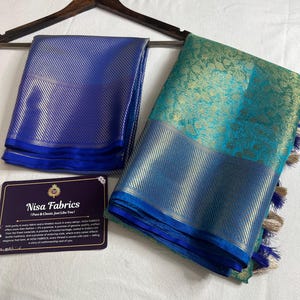 Sea Green Banarasi Tissue Silk Saree | Antique Gold Zari Border | Bridal Wedding Saree | Soft Silk Party Wear | NISA FABRICS | Celebrity Ins image 13