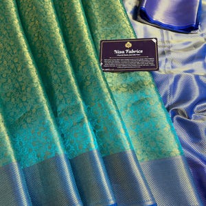 Sea Green Banarasi Tissue Silk Saree | Antique Gold Zari Border | Bridal Wedding Saree | Soft Silk Party Wear | NISA FABRICS | Celebrity Ins image 12