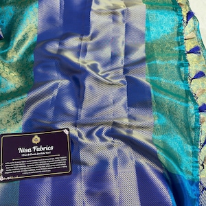 Sea Green Banarasi Tissue Silk Saree | Antique Gold Zari Border | Bridal Wedding Saree | Soft Silk Party Wear | NISA FABRICS | Celebrity Ins image 14