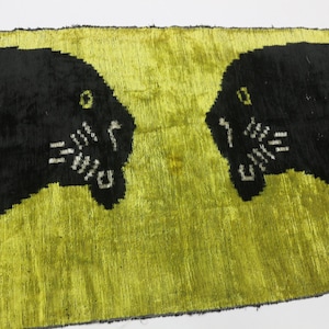 Black Panther Ikat Velvet Fabric: Handwoven Silk Lampshade Curtain