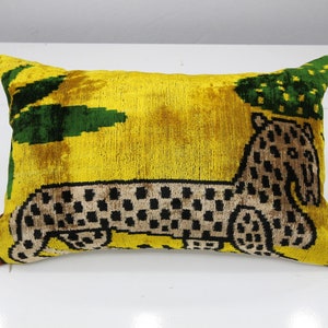 Yellow Velvet Ikat Pillow Cover: Silk Lumbar Cushion