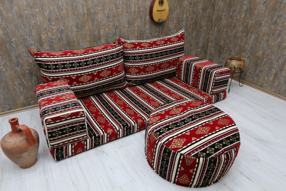 Red Cushion Arabic Majlis Sofa Set Floor Couch Floor Pillow Floor