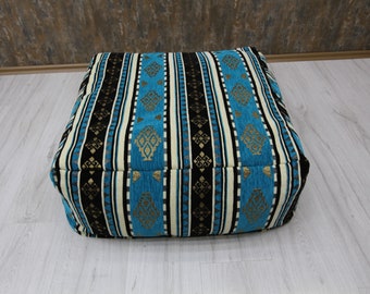 10''x24' Ottoman pouf,Pouffe,Bean Beg Chair Beanbeg,Boho Decor Hippie Decor,Foot stool Blue Pouf Sitting pouf,floor sofa,Braided,Pouff