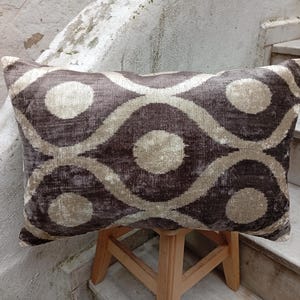 Ikat Pillow | Ikat Velvet Pillow | Brown White Ikat Pillow | Ikat Pillow Cases | Ikat Pillow Covers | Throw Pillow | Geometric Ikat Pillows