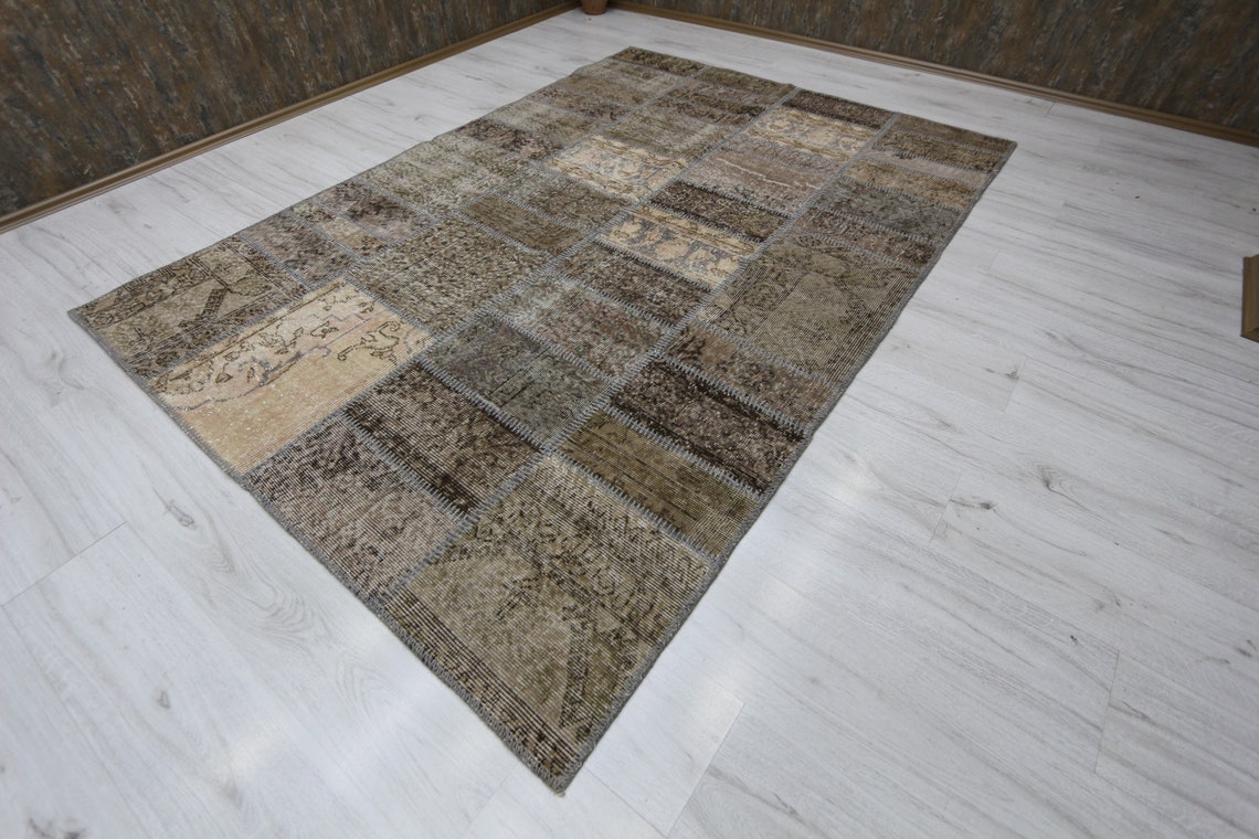 6x8 Surteinté Beige Gris Tapis Turc Patchwork Rug kilim Etsy