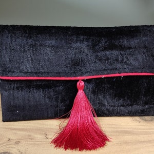 Bolsos de mano negros y rojos, bolsos de mano de terciopelo y seda, hechos a mano con cierre magnético y espacio para correa de hombro, bolso pequeño, regalo único