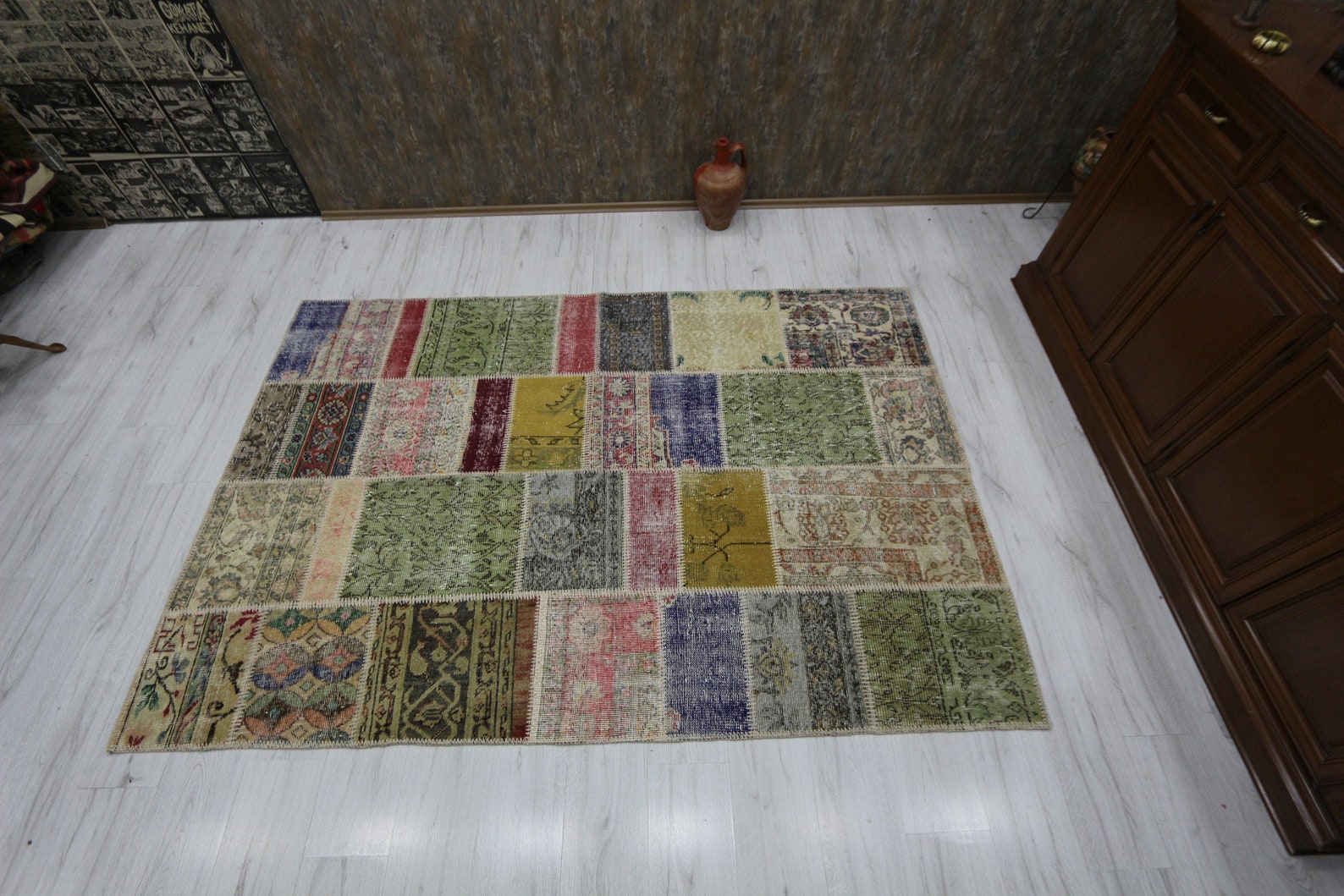 6 x8 Natürlicher Beige Brauner Teppich Türkischer Patchwork | Etsy