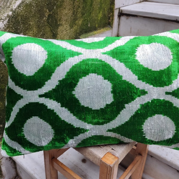 Green Ikat Pillow Etsy