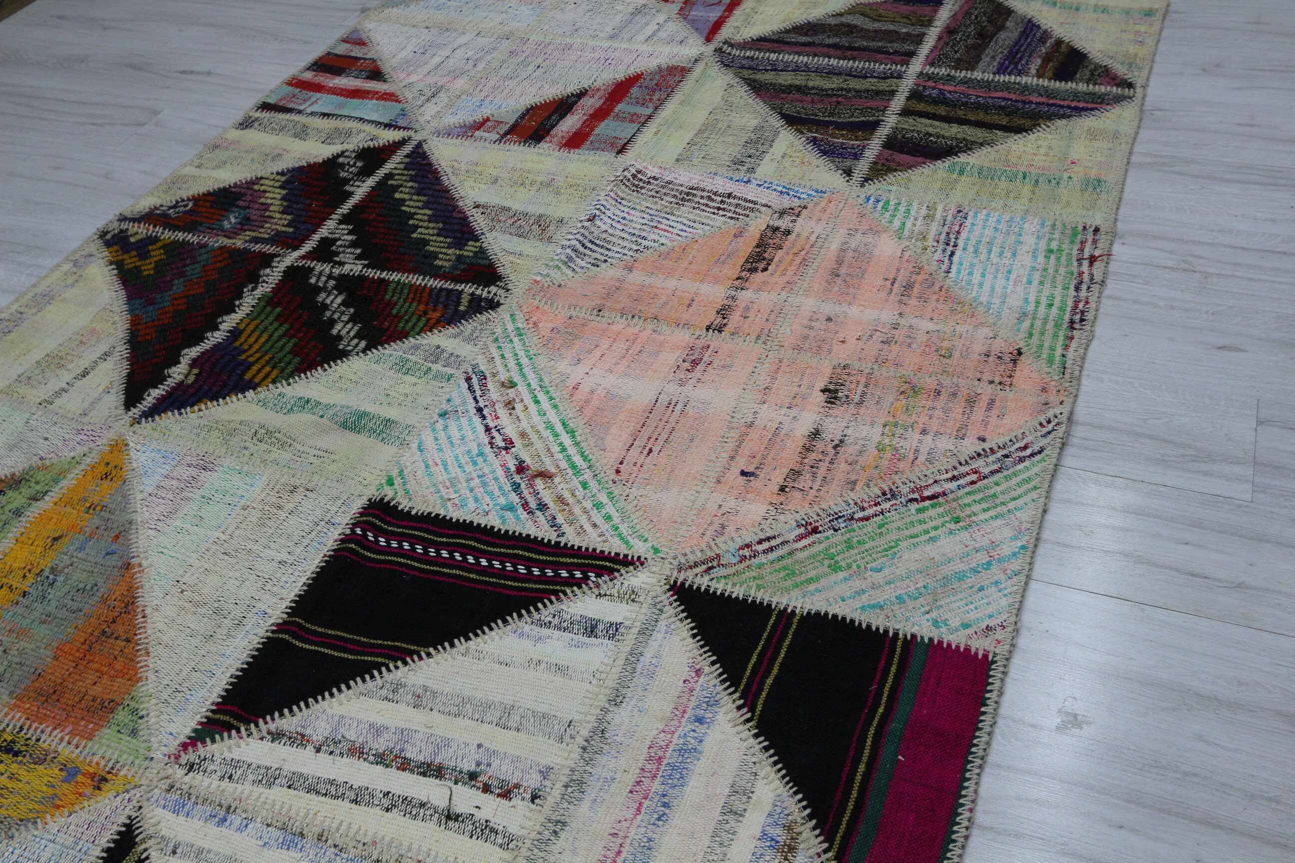 6x8 Natural White Grey Heap Rug Turkish Patchwork Rug Etsy