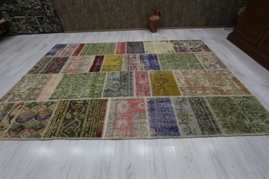 6 x8 Natürlicher Beige Brauner Teppich Türkischer Patchwork | Etsy