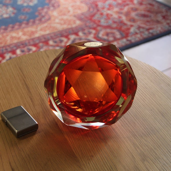 Murano red  glass ashtray