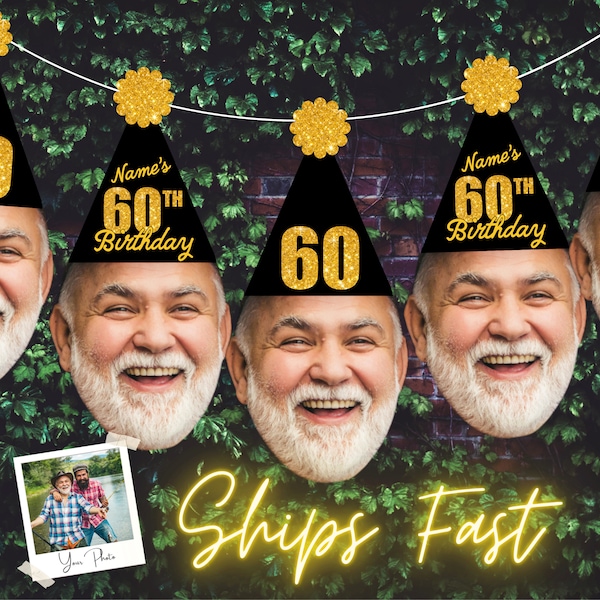 60th Birthday Face Banner Personalized 60th Decorations for men or women Sixtieth Birthday Party Decor Banner 60 and Fabulous 60 Years Loved