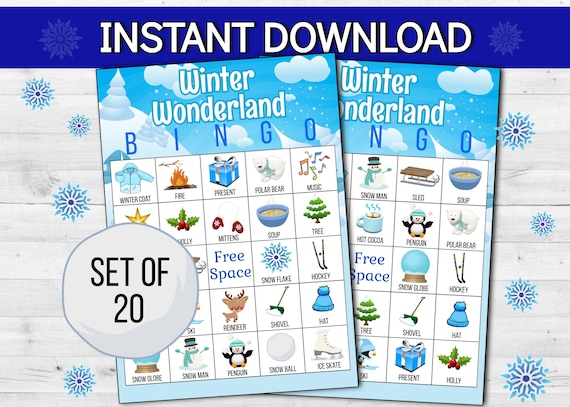 Winter Wonderland Bingo Printable Digital Game Christmas
