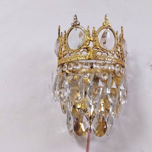 Vintage Antique Empire Crystal French Sconce lighting lamp wall fixture, 6&quot;, Victorian crystal Sconce lamp, Empire crystal wall lights 1970s