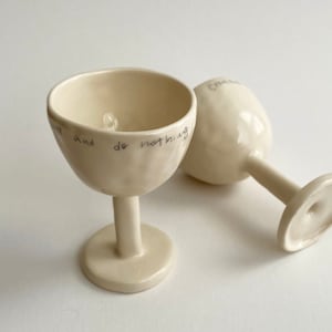 Glossy Modern Ceramic Wine Cup – Organic Minimalist Handcrafted Handwritten Creative People Glass