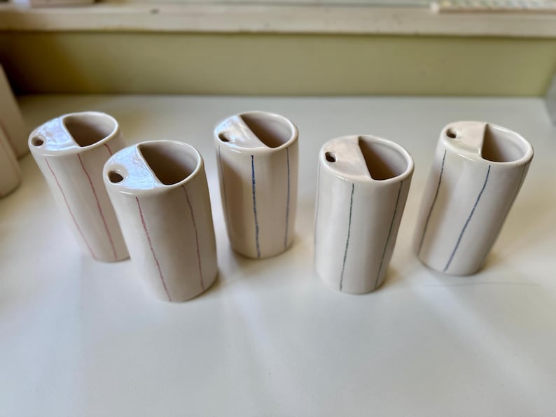 Handmade To Go Cup Striped *Choose color* Ceramic Cup With Straw | Smoothie Cup | Satin | Lidless Sippy Cup & Travel Mug Zero Waste Pottery