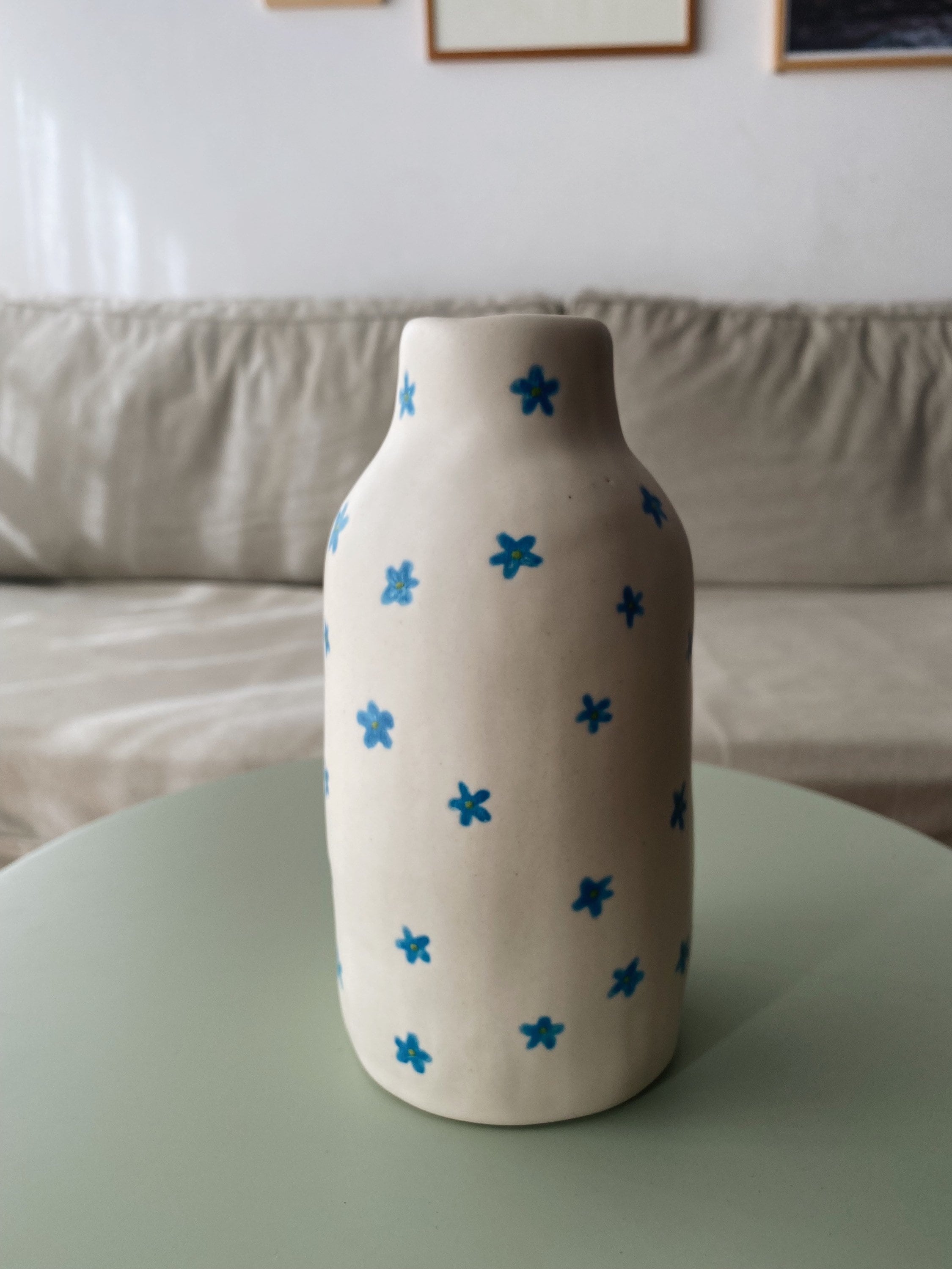Bouteille/Vase en Céramique de Fleur Faite à La Main Forme Organique