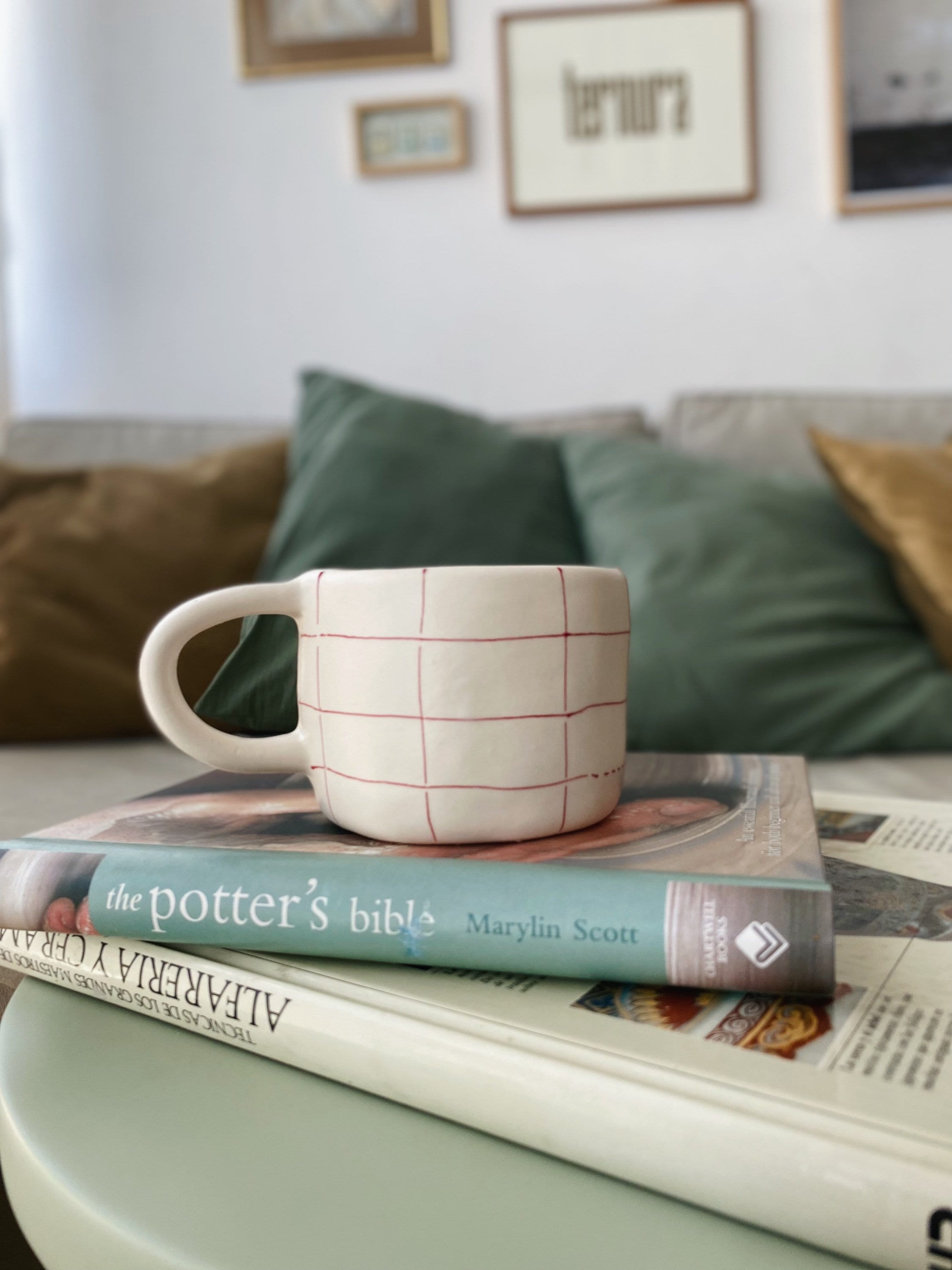 Mug en Céramique à Carreaux de Couleur Fait La Main, Mug Unique, Cadeau Pour Elle, Tasse Café