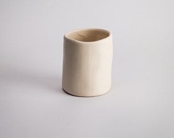 Tumbler Aesthetic Minimalist Design For Water, Special Gift, Organic Shape, Bedside, Handmade Ceramic, Nude Beige Matte