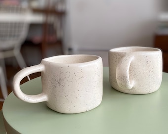 Handmade Dotted Speckled, Sprinkled Splatted Ceramic Mug, Unique, Gift for Her, Coffee Tea, Special for Fall, Custom, Comfort Mornings
