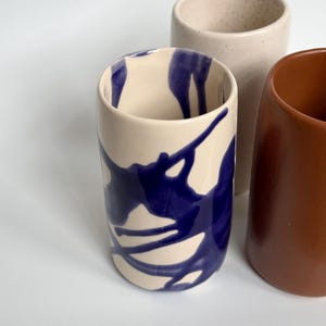 Smoothie Cup / Tumbler with Straw / Tall Pottery Tumbler / Ceramic Iced Coffe Cup/ Cute with Straw  / Handmade Cup / Birthday Gift Special