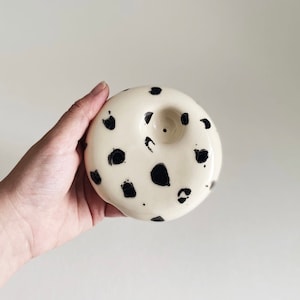 Handcrafted Ceramic Bowl Pipe Black and White Pattern Perfect for Him and Her. Embrace the Organic Minimalist Design Unique Gift Clay Pipe image 1