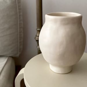 Organic Big Handmade Ceramic Vase Neutral Style, Minimalist Decor with Wabi Sabi Touch. A Stunning Flower Vessel image 3