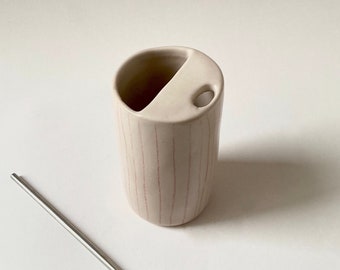 Handmade To Go Cup Striped *Choose color* Ceramic Cup With Straw | Smoothie Cup | Lidless Sippy Cup & Travel Mug | Zero Waste Pottery
